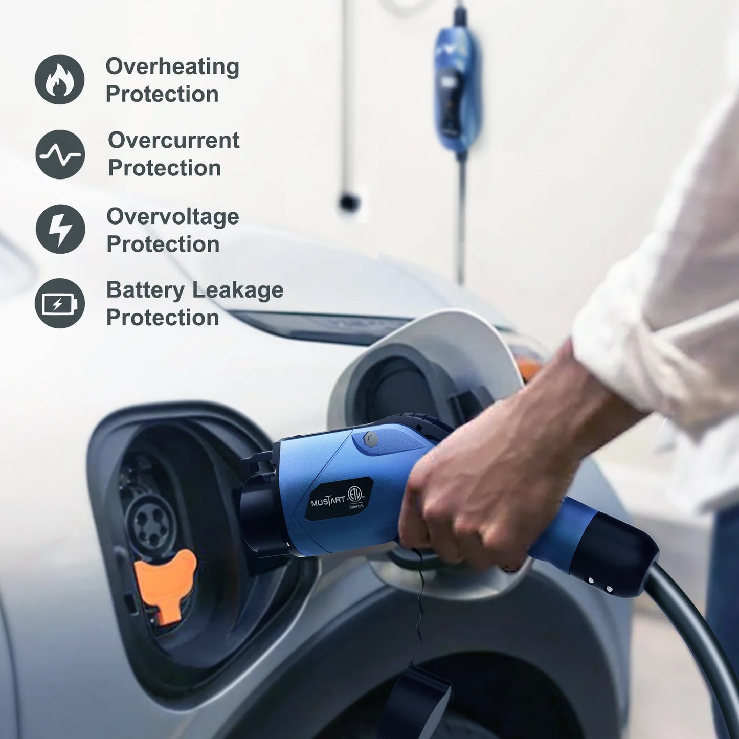 Level 2 Portable EV Charger (40 Amp, 240 Volt, 25Ft Cable), Electric Vehicle Charger Plug-In EV Charging Station with NEMA 14-50P